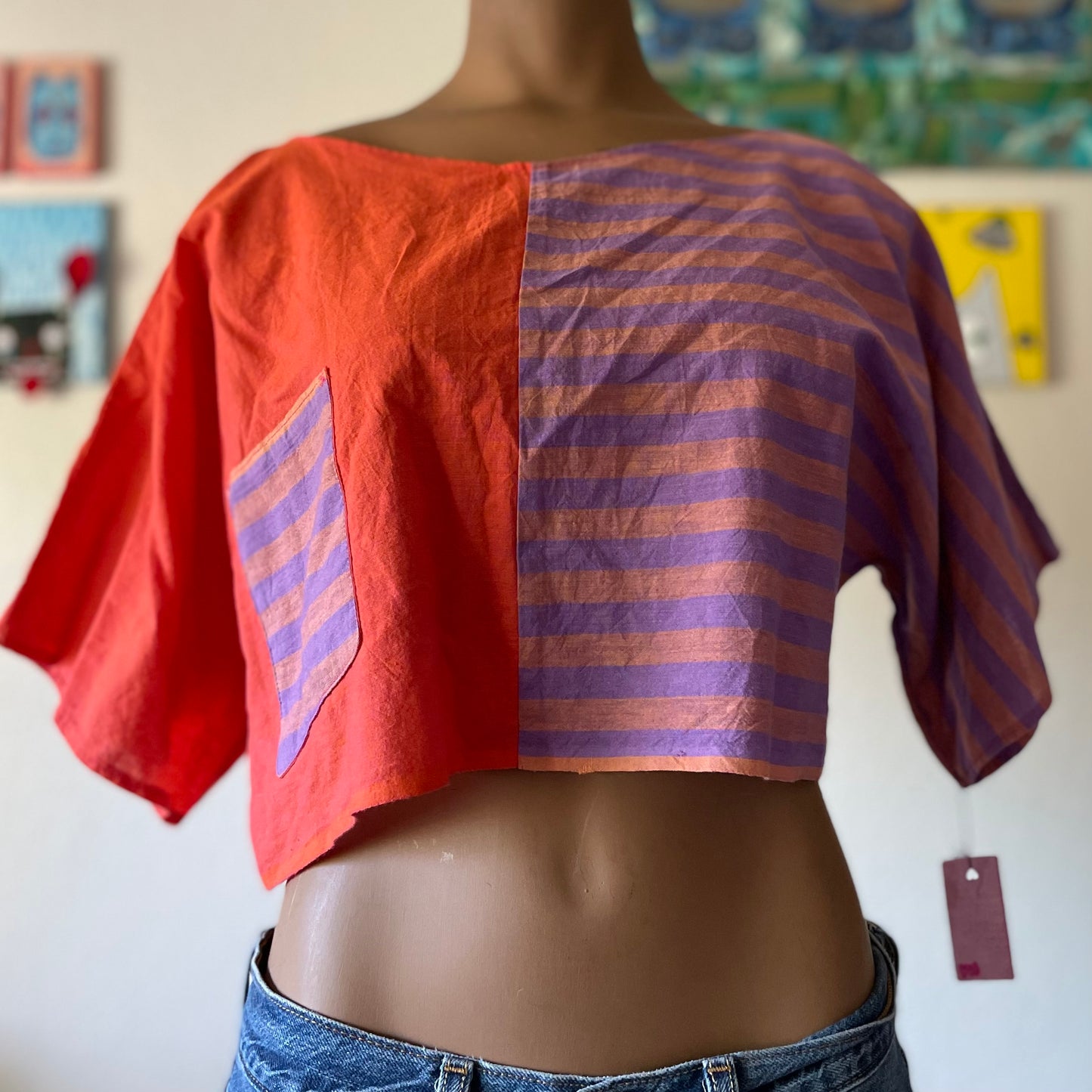 Color Block Crop Top