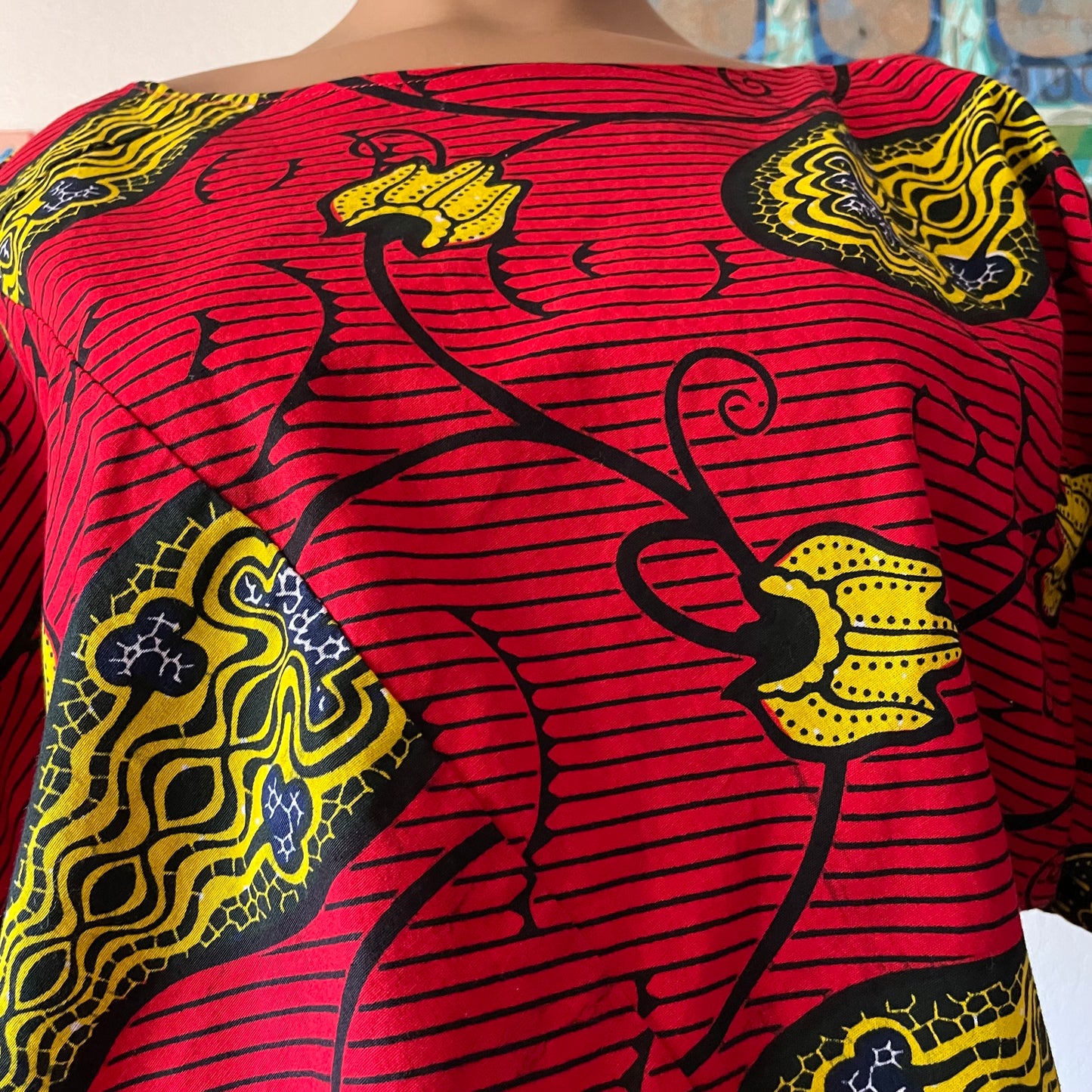 Red African Floral Top