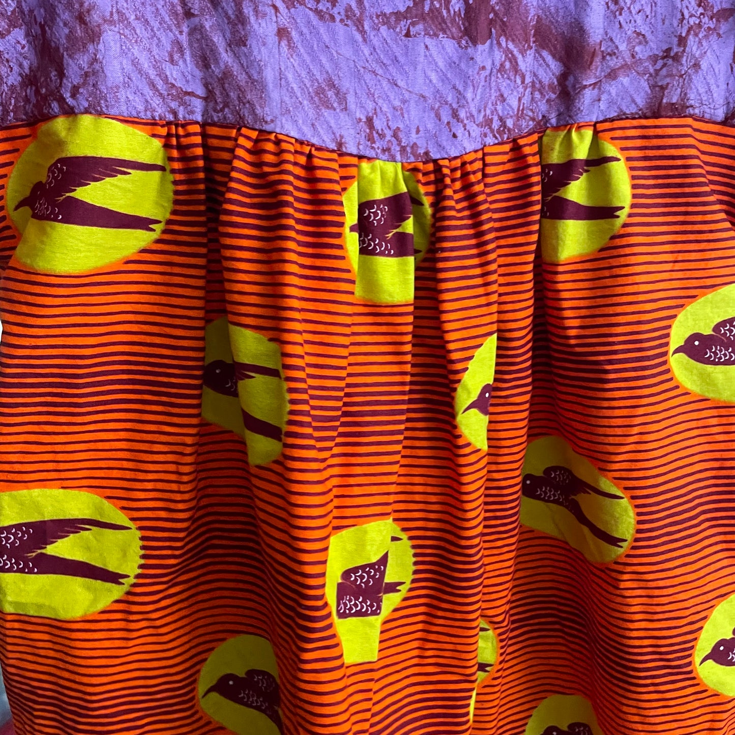 Mexican Style Dress Orange & Birds